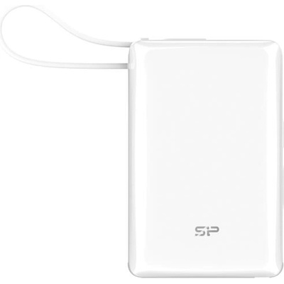 Silicon Power CP10 външна батерия 10000mAh, USB-C PD 20W, QC 3.0, вграден USB-C кабел, LED индикатор (бяла) (SP10KMAPBKCP101W)