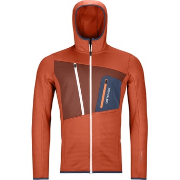 Ortovox merino mikina Fleece Grid Hoody desert orange