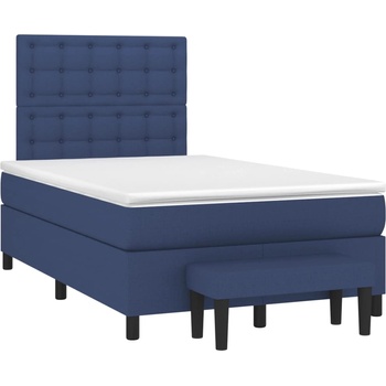 vidaXL Боксспринг легло с матрак, синьо, 120x190 см, плат (3270389)