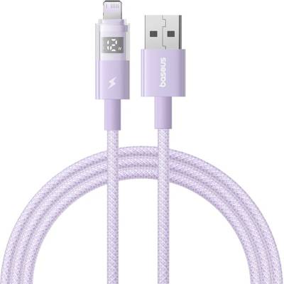 Baseus - Data Cable Display 2 (P10382700511-00) - USB към Lightning, бързо зареждане, цифров дисплей, 2.4A, 1m - Nebula Purple