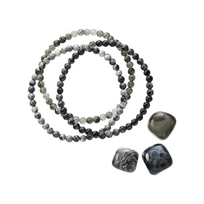 Evolution Group Cz Náramky s minerálními kameny labradorite, jaspis 43043.3 černá