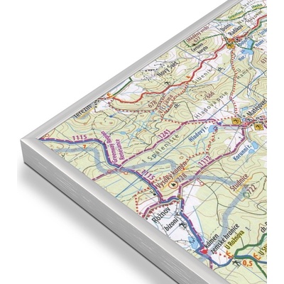 KČT 96 Moravskoslezské Beskydy - nástěnná turistická mapa 90 x 60 cm Varianta: magnetická mapa, Provedení: stříbrný rám