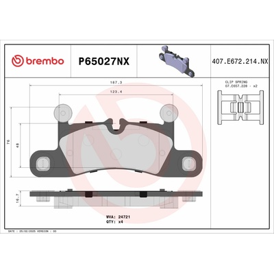 BREMBO Sada brzdových platničiek kotúčovej brzdy P65027NX