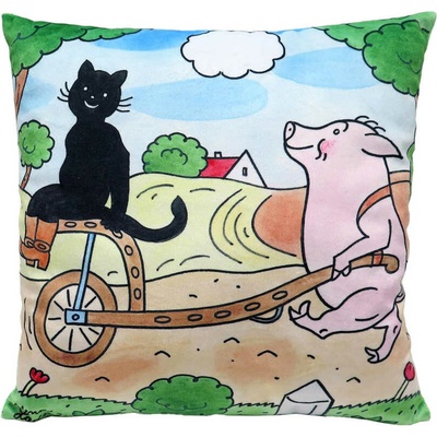 Moravská ústředna Polštář kocour Mikeš Trakař 30x30