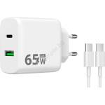 WINNER GROUP-WG - Адаптер за бързо зареждане 2xUSB PD 65W + USB кабел USB-C / USB-C 1m (WN0063)