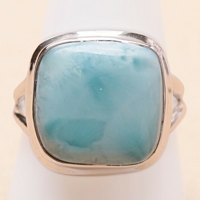 Nefertitis Larimar prsten stříbro LOT405