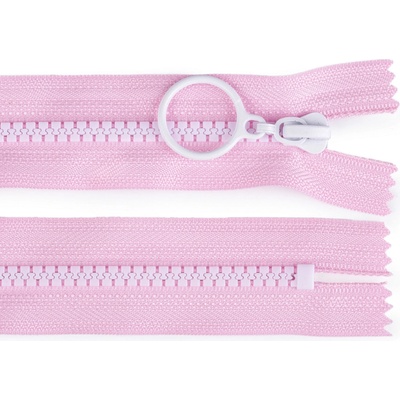 Stoklasa Kostěný zip barevný No 5 délka 15 cm s ozdobným jezdcem Balení: 1 ks, Varianta: 4 (133) růžová sv. bílá 4 (133) růžová sv. bílá
