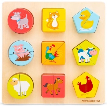 New Classic Toys Дървен пъзел с форми и животни