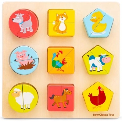 New Classic Toys Дървен пъзел с форми и животни