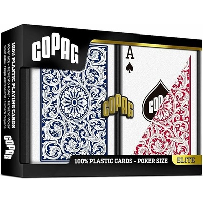 Copag Karty Poker Elite Double Plastic Poker Regular Index Decks Red/Blue