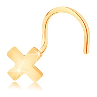 Šperky Eshop - Piercing do nosu ve žlutém 14K zlatě - malé lesklé písmeno X, zahnutý S2GG142.08
