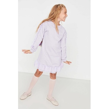 Trendyol Lilac Ruffle Detailed Knitted Girl Dress fialová