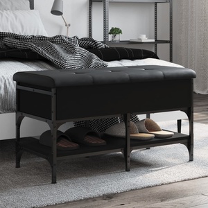 vidaXL Пейка за обувки, черна, 82x42x45 см, инженерно дърво (835192)