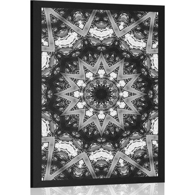 Plakát Mandala se zajímavými prvky v pozadí v černobílém provedení - 40x60 black