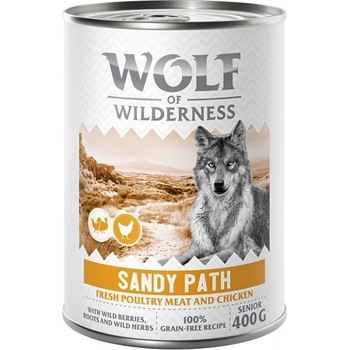 Wolf of Wilderness 6x400г Sandy Path Senior Wolf of Wilderness, консервирана храна за кучета - птиче месо с пилешко, без зърно