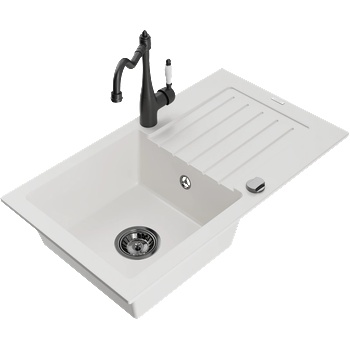Mexen Pablo гранитна мивка с 1 отделение с отцедник и кухненски смесител (6510-20-670700-70)