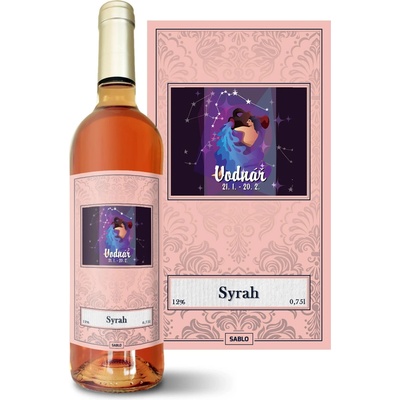 Sablio Vodnár Syrah ružové suché víno 12 % 0,75 l (čistá fľaša)