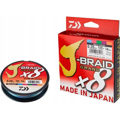 Daiwa Pletená Šňůra J-Braid Grand X8Multi-Color 150m 0,22mm 19,50kg