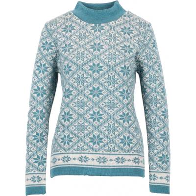 Flomax Дамски вълнен пуловер Flomax Women's Rundhals Pullover Svea Wool jumper - Türkis / Natur - размер XL (105-4620-0215)