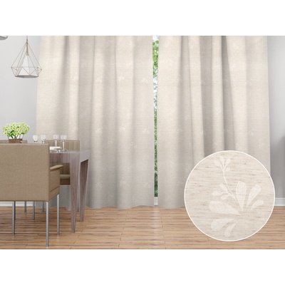Biante Dekoračný záves TF-076 Kvetinový ornament na režnom 150x140 cm