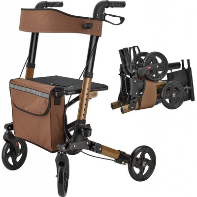 Goleto Čtyřkolové hnědé chodítko pro seniory Rollator – Zboží Dáma