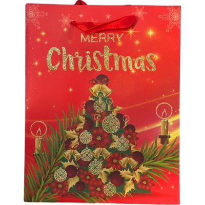 Dárková taška červená 23x18cm Merry Christmas