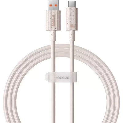 Биоразградим USB кабел за устройства с USB-C порт (100 см) - Baseus Habitat USB-A to USB-C Cable 100W (розов) (P10360203421-00)