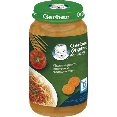 Nestle Пюре Nestle GERBER Organic for baby - Пълнозърнести спагети с телешко месо, 250 g (6939)