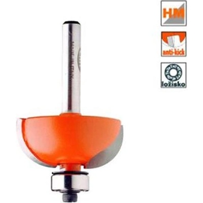 CMT Orange Tools C93725411 - Zaoblovací fréza vypouklá na dřevo pr. 28,7x12,7mm, R=8,0 s ložiskem, stopka 8 mm