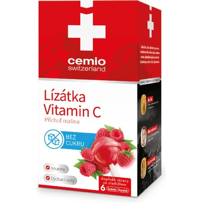 Cemio Lízanky Vitamín C malina 6 lízaniek