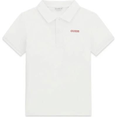 GUESS Поло тениска за момче в бял цвят с малък надпис Guess
