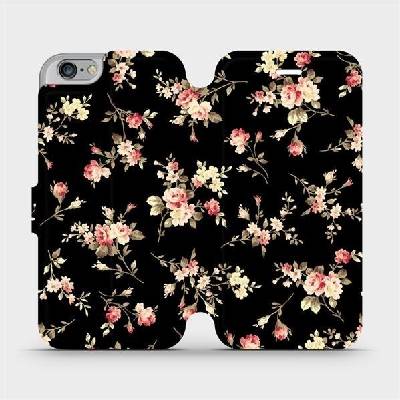 Pouzdro Mobiwear parádní flip Apple iPhone 6 / iPhone 6s - VD02S Květy na černé