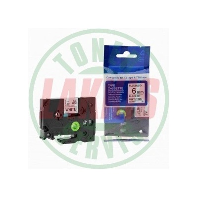 Lakkis BROTHER TZE-FX211 6 mm bílá černý tisk - kompatibilní