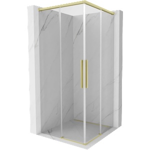Mexen Rox Duo плъзгаща се душ кабина 85 x 85 см, прозрачна, златиста четка (8C2D-085-085-55-00)