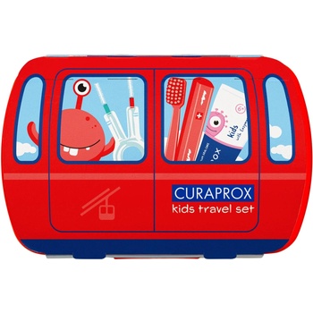 CURAPROX Детски комплект за път със сгъваема четка, червен