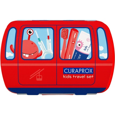 CURAPROX Детски комплект за път със сгъваема четка, червен