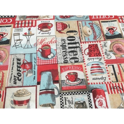 Dekorační látka COFFEE TIME šíře 140 cm
