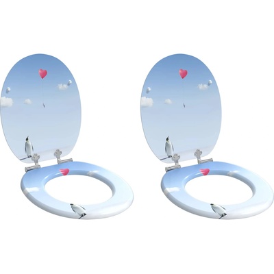 vidaXL Мека затваряща се тоалетна седалка 2 pcs Синьо 44 x 38 см ПДЧ (3414546)