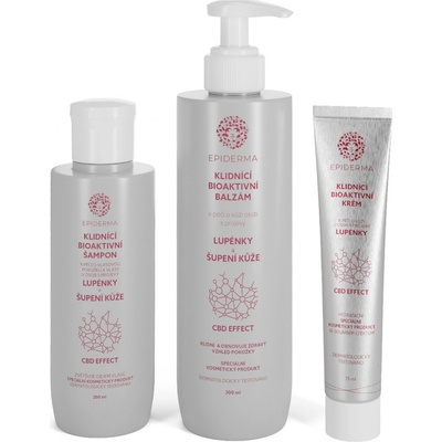 Epiderma Bioaktivní kosmetika CBD balzám při lupénce 300 ml + CBD krém při lupénce 75 ml + CBD šampón při lupénce 200 ml dárková sada – Hledejceny.cz