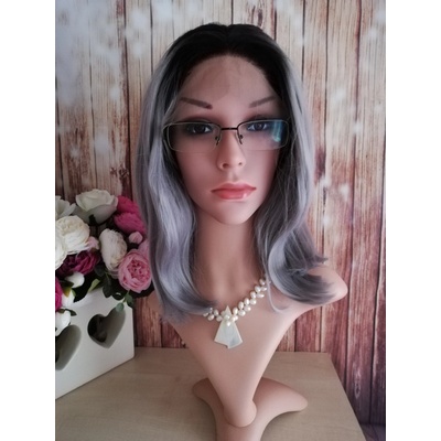 Wigorous Adele - polodlhá lace front ombré sivá - čierna parochňa