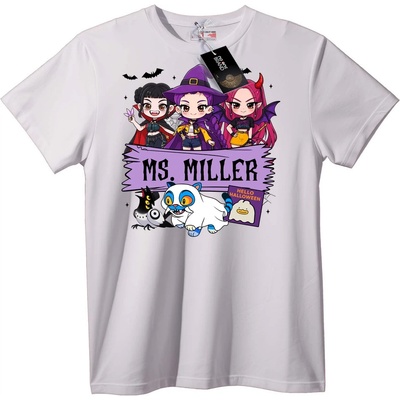 NOONEBRAND Тениска Halloween Госпожа Милър - 6XL, White