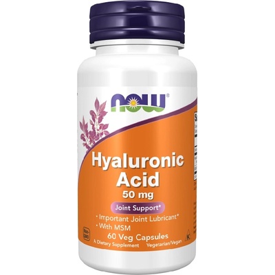 NOW NOW Hyaluronic Acid with MSM 50mg, 60 Veg Capsules