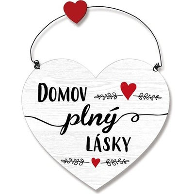 Nekupto Dřevěná cedule srdce - Domov plný lásky