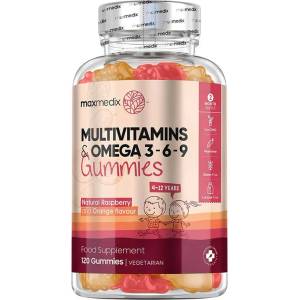 WeightWorld Мултивитамини + Омега 3-6-9 Формула за деца 120 желирани таблетки с аромат на малина и портокал (125953 ww)