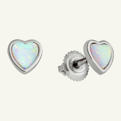 SilveAmo stříbrné pecky Bleděmodrá opálová srdce CK2OPB1185