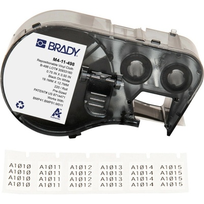 Brady M4-11-498 / 170785, 19.05 mm, Vinyl, čierna tlač / biely podklad