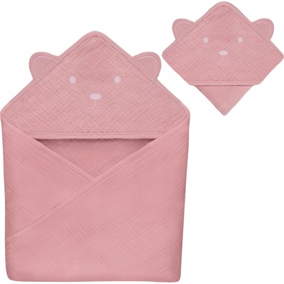 Lionelo Detská mušelínová osuška s kapucňou Pink Baby LN0284