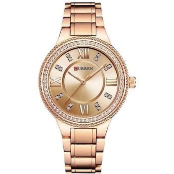 Curren Дамски часовник Curren Gemma с кристали, Розово злато (CURREN-9004-ROSEGOLD-ROSEG)