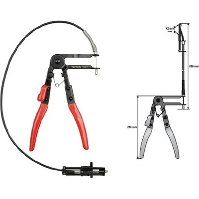 YT-0677 Kleště na spony hadicové samosvorné s lankem 42mm