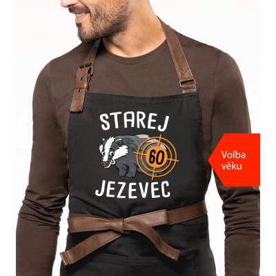 Kariban HobbyTriko Zástěra k narozeninám Exclusive Starej jezevec Černošedá